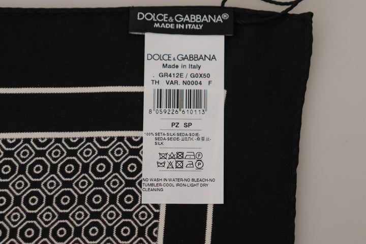 Dolce & Gabbana Black Geometric Patterned Square Handkerchief Scarf