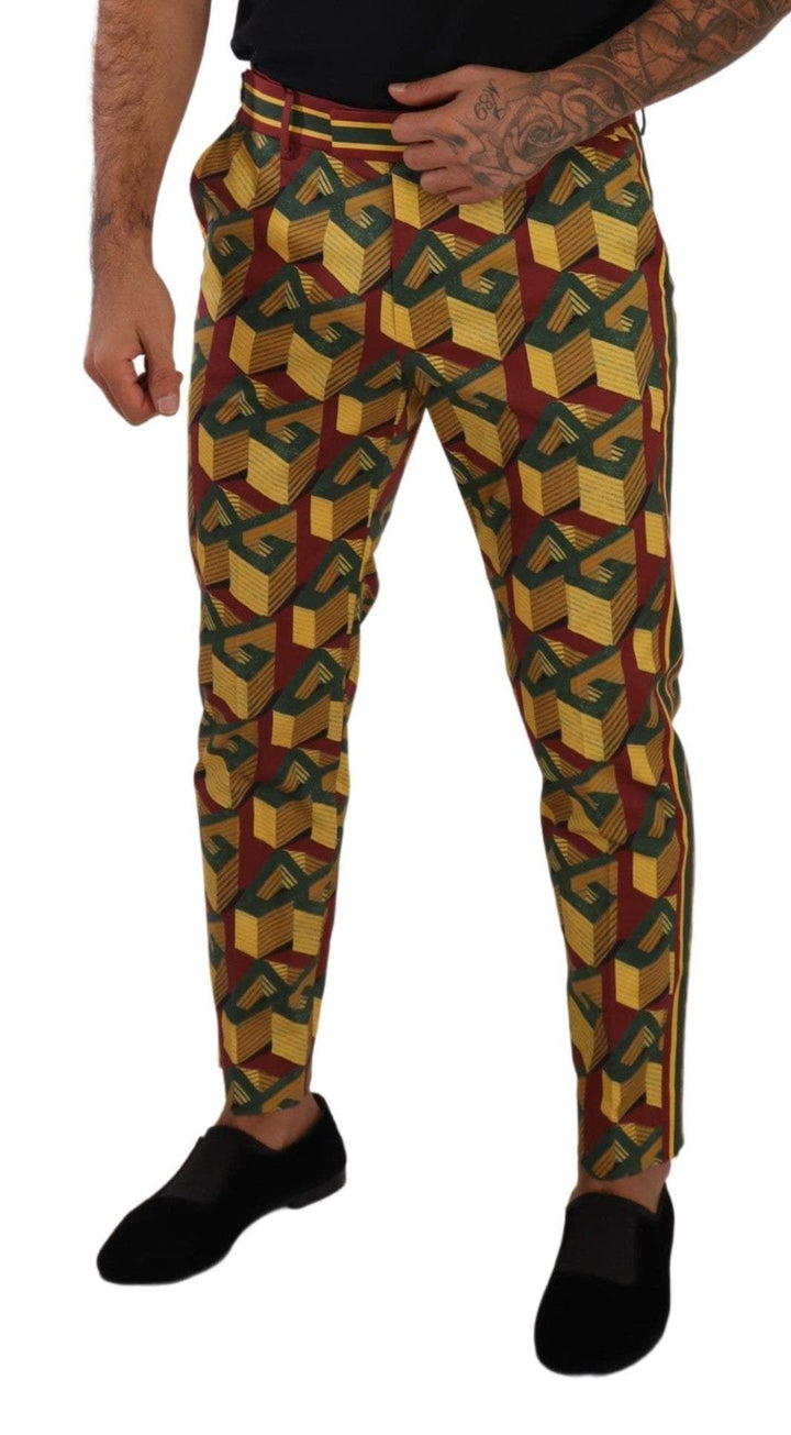 Dolce & Gabbana Multicolor Logo Mania Cotton Tapered Trouser Pants #men, Dolce & Gabbana, feed-1, IT48 | M, Jeans & Pants - Men - Clothing, Multicolor at SEYMAYKA