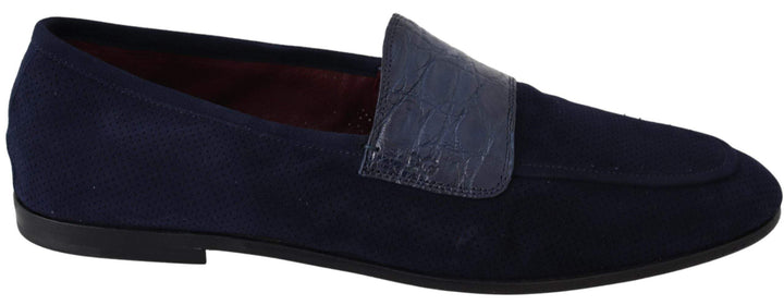 Dolce & Gabbana Blue Suede Caiman Loafers Slippers Shoes #men, Blue, Dolce & Gabbana, EU39.5/US6.5, EU39/US6, EU40/US7, EU41.5/US8.5, EU41/US8, EU42.5/US9.5, EU42/US9, EU45/US12, feed-agegroup-adult, feed-color-Blue, feed-gender-male, feed-size-US12, feed-size-US6.5, feed-size-US7, feed-size-US8, feed-size-US9, feed-size-US9.5, Loafers - Men - Shoes, Shoes - New Arrivals at SEYMAYKA