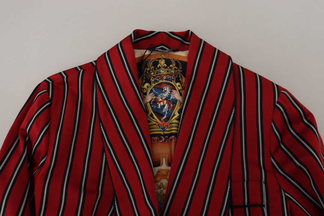 Dolce & Gabbana Red Striped Martini Printed Lining Robe