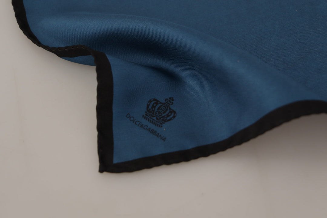 Dolce & Gabbana Black Blue DG Crown Printed Square Handkerchief Scarf