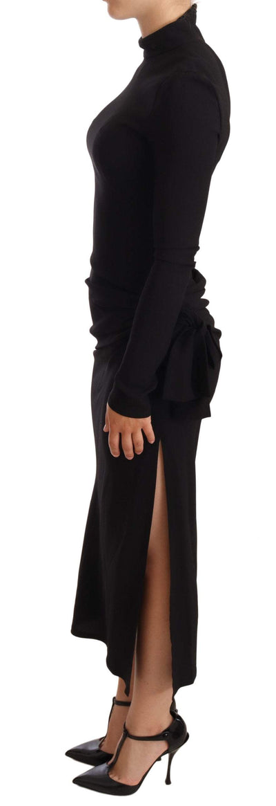 Dolce & Gabbana Black Stretch Turtleneck Sheath Midi Dress Black, Dolce & Gabbana, Dresses - Women - Clothing, feed-1, IT38|XS at SEYMAYKA