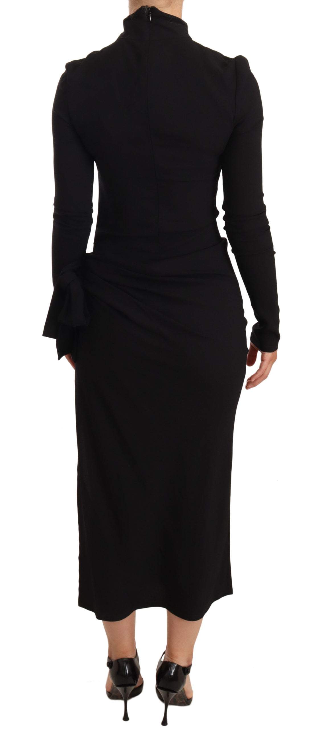 Dolce & Gabbana Black Stretch Turtleneck Sheath Midi Dress Black, Dolce & Gabbana, Dresses - Women - Clothing, feed-1, IT38|XS at SEYMAYKA