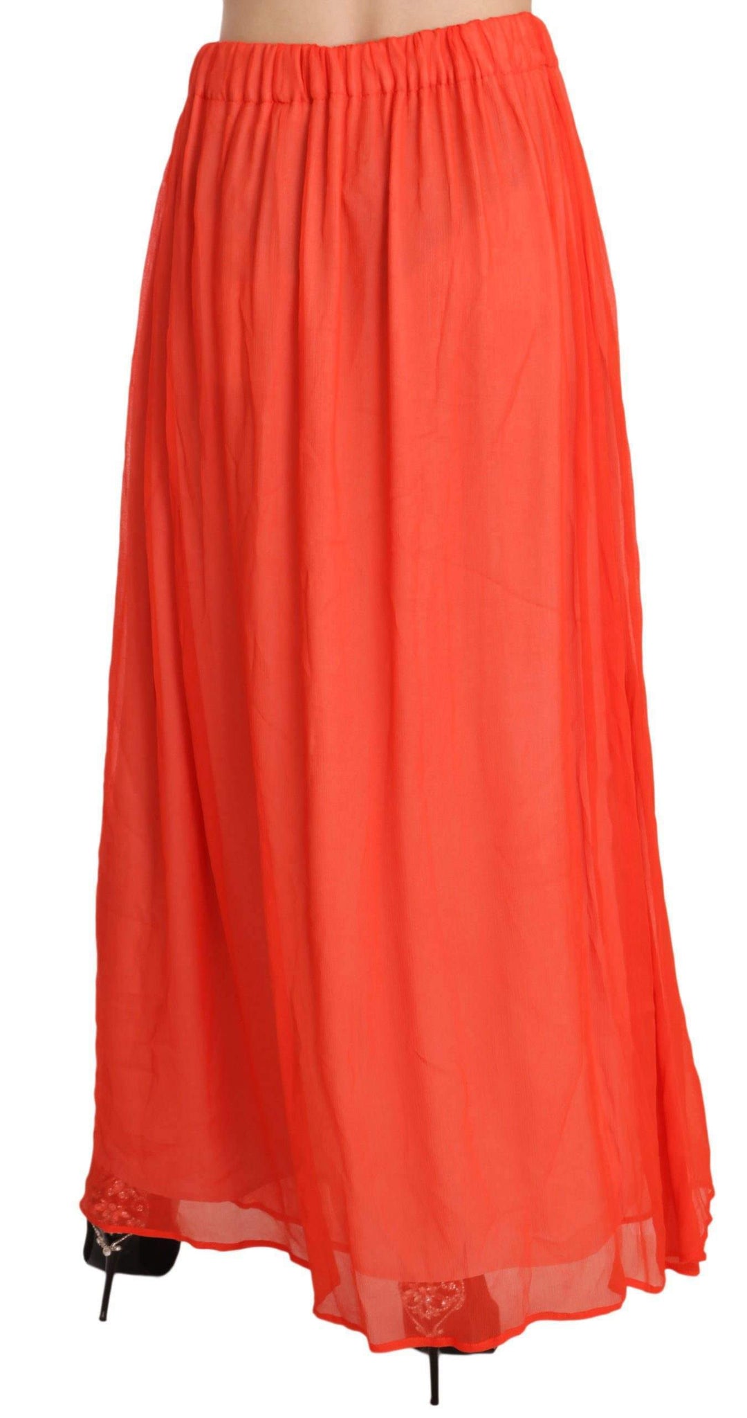 JUCCA  Crepe Pleated Trapeze Viscose Maxi Skirt #women, Catch, feed-agegroup-adult, feed-color-orange, feed-gender-female, feed-size-IT42|M, Gender_Women, IT42|M, Jucca, Kogan, Orange, Skirts - Women - Clothing, Women - New Arrivals at SEYMAYKA