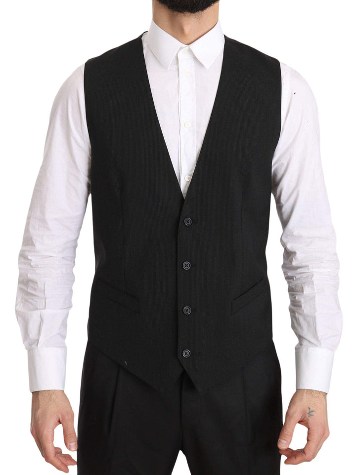 Dolce & Gabbana  Gray Gilet STAFF Regular Fit Formal Vest #men, Brand_Dolce & Gabbana, Catch, Dolce & Gabbana, feed-agegroup-adult, feed-color-gray, feed-gender-male, feed-size-IT50 | L, Gender_Men, Gray, IT50 | L, Kogan, Men - New Arrivals, Vests - Men - Clothing at SEYMAYKA