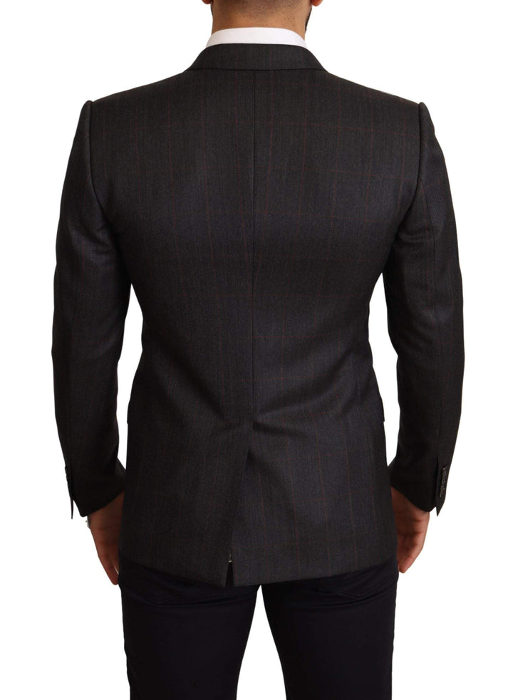 Dolce & Gabbana Gray Check Wool Slim Fit Blazer Jacket #men, Blazers - Men - Clothing, Dolce & Gabbana, feed-agegroup-adult, feed-color-Gray, feed-gender-male, Gray, IT48 | M at SEYMAYKA