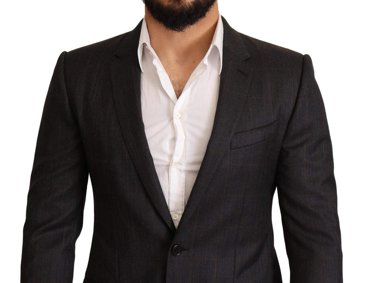 Dolce & Gabbana Gray Check Wool Slim Fit Blazer Jacket #men, Blazers - Men - Clothing, Dolce & Gabbana, feed-agegroup-adult, feed-color-Gray, feed-gender-male, Gray, IT48 | M at SEYMAYKA