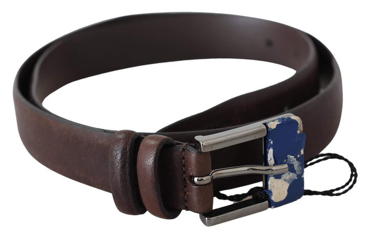 Costume National Brown Genuine Leather Silver Buckle Belt #women, 85 cm / 34 Inches, Accessories - New Arrivals, Belts - Women - Accessories, Brown, Costume National, feed-agegroup-adult, feed-color-brown, feed-gender-female at SEYMAYKA