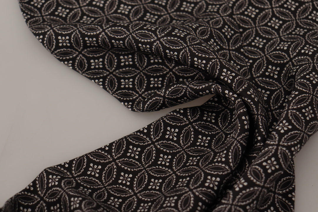 Dolce & Gabbana Brown Geometric Patterned Shawl Wrap Fringe Scarf