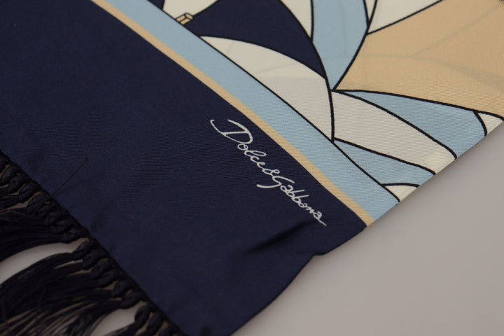 Dolce & Gabbana Multicolor Geometric Patterned DG Print Shawl Fringe Scarf