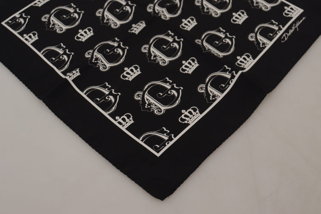 Dolce & Gabbana Black DG Crown Print Square Handkerchief