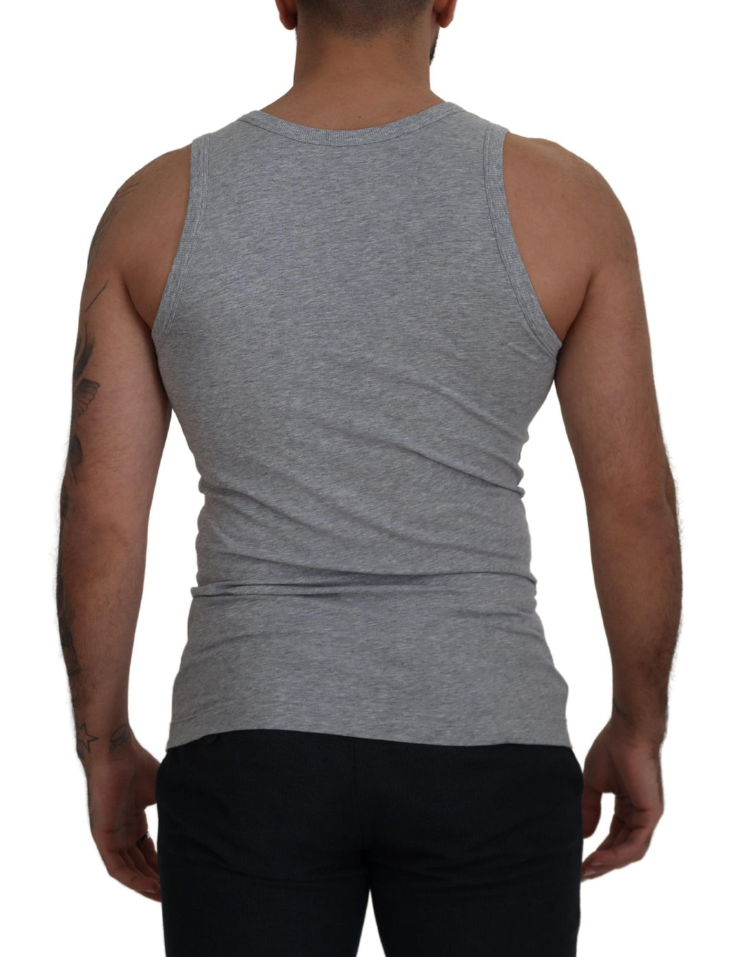 Dolce & Gabbana Gray Cotton Sleeveless Logo  T-shirt