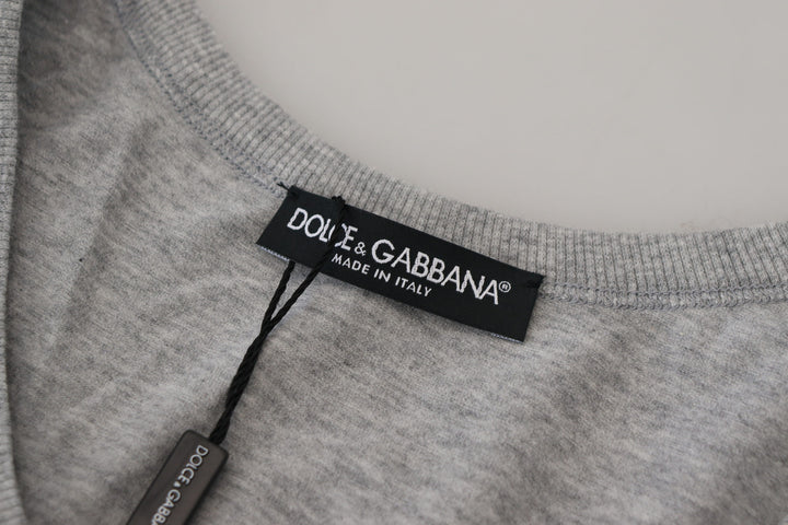 Dolce & Gabbana Gray Cotton Sleeveless Logo  T-shirt