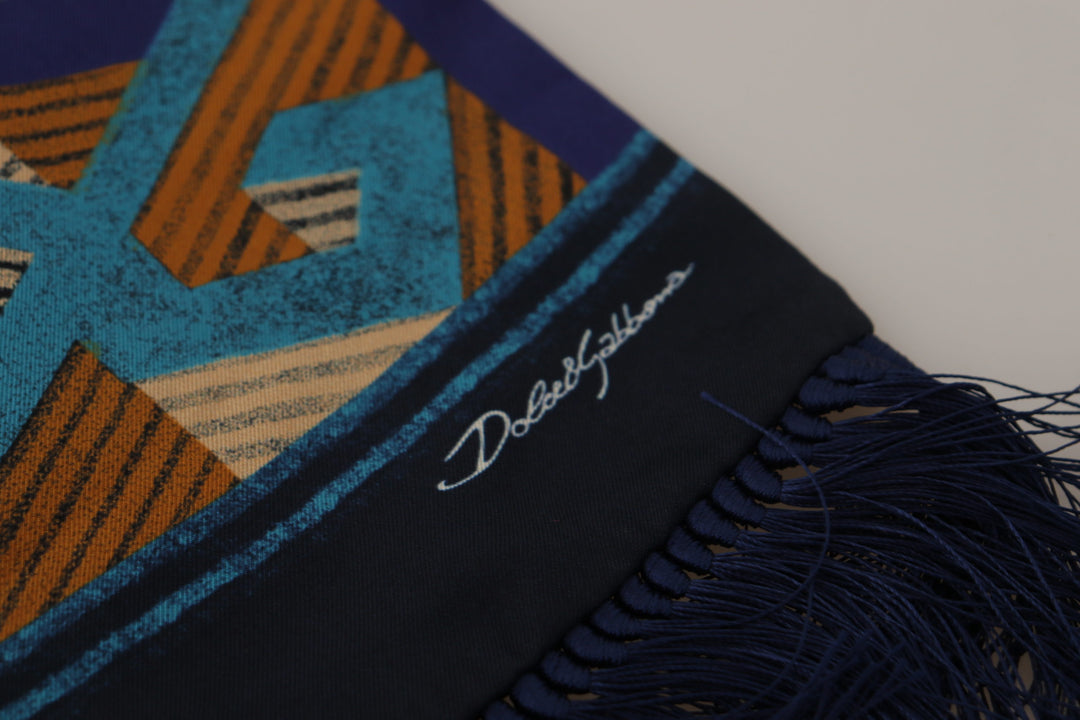 Dolce & Gabbana Multicolor Patterned Wrap Shawl Fringe Scarf
