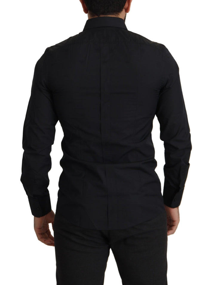 Dolce & Gabbana Black Cotton GOLD Slim Fit Dress Shirt