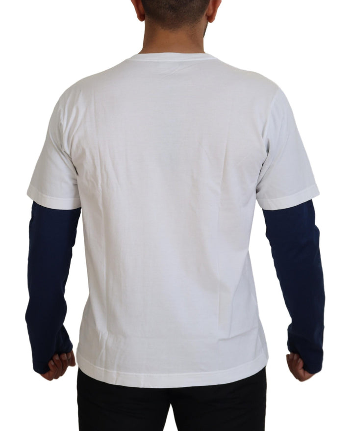 Dolce & Gabbana White Blue DG Crown Pullover Sweater