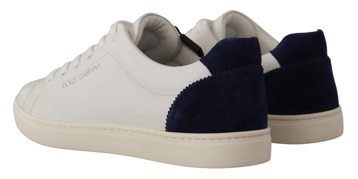 Dolce & Gabbana White Blue Leather Low Top Sneakers #men, Dolce & Gabbana, EU39/US6, EU40/US7, feed-1, Sneakers - Men - Shoes, White at SEYMAYKA