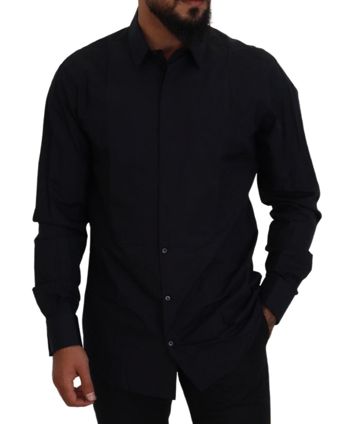 Dolce & Gabbana Black Gold Cotton Slim Fit Dress s Shirt