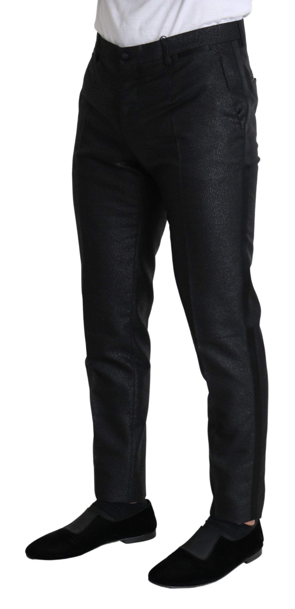 Dolce & Gabbana Black Metallic Skinny Trouser Dress #men, Black, Dolce & Gabbana, feed-agegroup-adult, feed-color-Black, feed-gender-male, IT50 | L, Jeans & Pants - Men - Clothing, Men - New Arrivals at SEYMAYKA