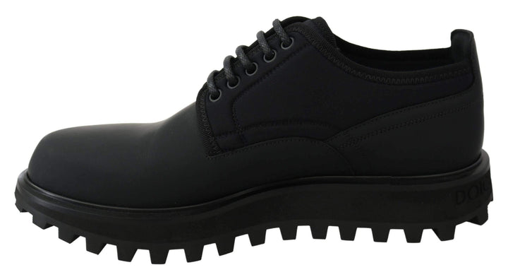 Dolce & Gabbana Black Rubberized Calfskin Chunky Derby Vulcano Shoes #men, Black, Brand_Dolce & Gabbana, Dolce & Gabbana, EU42/US9, EU44/US11, feed-agegroup-adult, feed-color-black, feed-gender-male, feed-size-US11, feed-size-US9, Formal - Men - Shoes, Gender_Men, Shoes - New Arrivals at SEYMAYKA