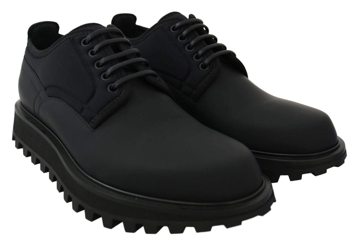 Dolce & Gabbana Black Rubberized Calfskin Chunky Derby Vulcano Shoes #men, Black, Brand_Dolce & Gabbana, Dolce & Gabbana, EU42/US9, EU44/US11, feed-agegroup-adult, feed-color-black, feed-gender-male, feed-size-US11, feed-size-US9, Formal - Men - Shoes, Gender_Men, Shoes - New Arrivals at SEYMAYKA