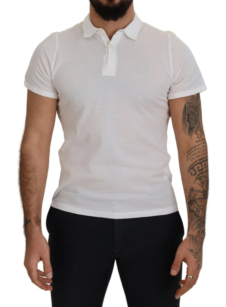 FRADI White Cotton Collared Short Sleeves Polo T-shirt