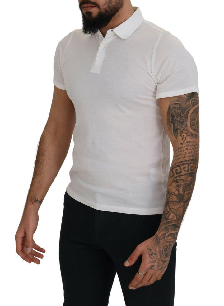 FRADI White Cotton Collared Short Sleeves Polo T-shirt