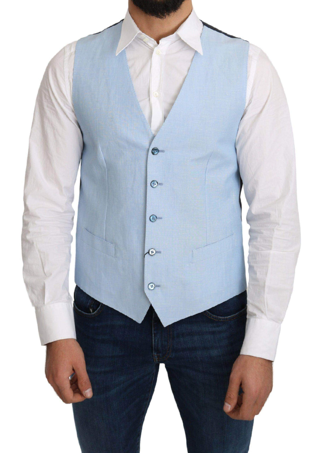 Dolce & Gabbana  Blue Viscose Stretch Formal Coat Vest #men, Blue, Brand_Dolce & Gabbana, Catch, Dolce & Gabbana, feed-agegroup-adult, feed-color-blue, feed-gender-male, feed-size-IT48 | M, Gender_Men, IT48 | M, Kogan, Men - New Arrivals, Vests - Men - Clothing at SEYMAYKA