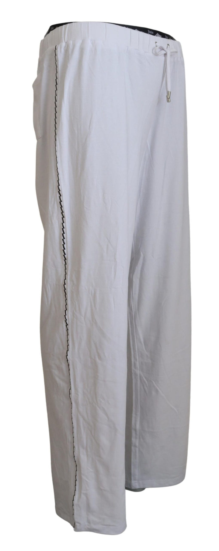 John Galliano White Cotton Logo Loose  Pants