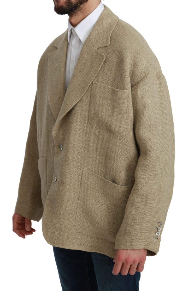 Dolce & Gabbana  Beige Jacket Coat 100% Jute Blazer Coat #men, Beige, Blazers - Men - Clothing, Brand_Dolce & Gabbana, Catch, Dolce & Gabbana, feed-agegroup-adult, feed-color-beige, feed-gender-male, feed-size-IT46 | M, feed-size-IT48 | L, Gender_Men, IT46 | M, IT48 | L, Kogan, Men - New Arrivals at SEYMAYKA