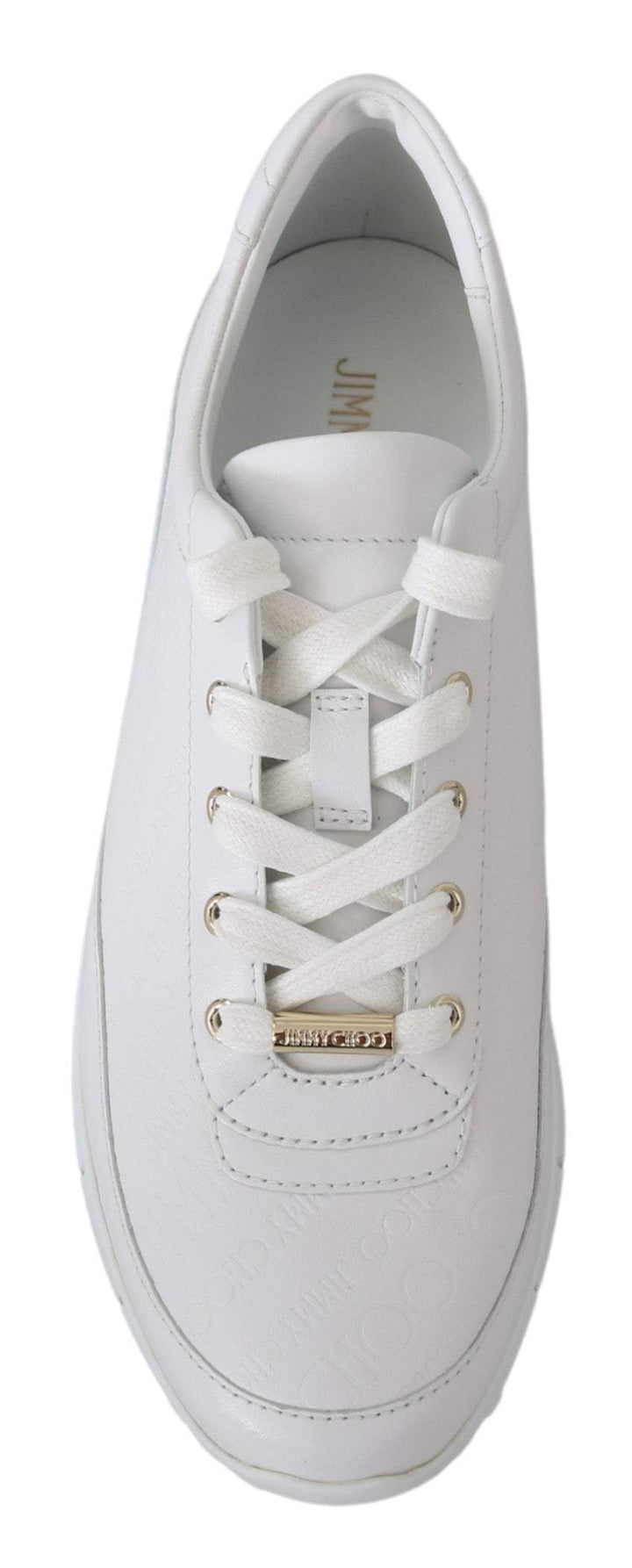 Jimmy Choo White Leather Monza Sneakers EU34.5/US4.5, EU35/US5, feed-1, Jimmy Choo, Shoes - New Arrivals, Sneakers - Women - Shoes, White, Women - New Arrivals at SEYMAYKA