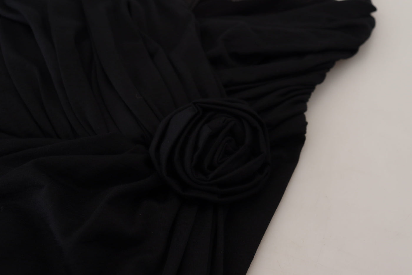 Dolce & Gabbana Black Wrap Sheath Long Gown Wool Dress