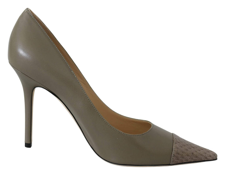 Jimmy Choo Pebble Green Leather Amika Pumps EU39/US9, EU40/US10, feed-1, Grey, Jimmy Choo, Pumps - Women - Shoes, Shoes - New Arrivals, Women - New Arrivals at SEYMAYKA