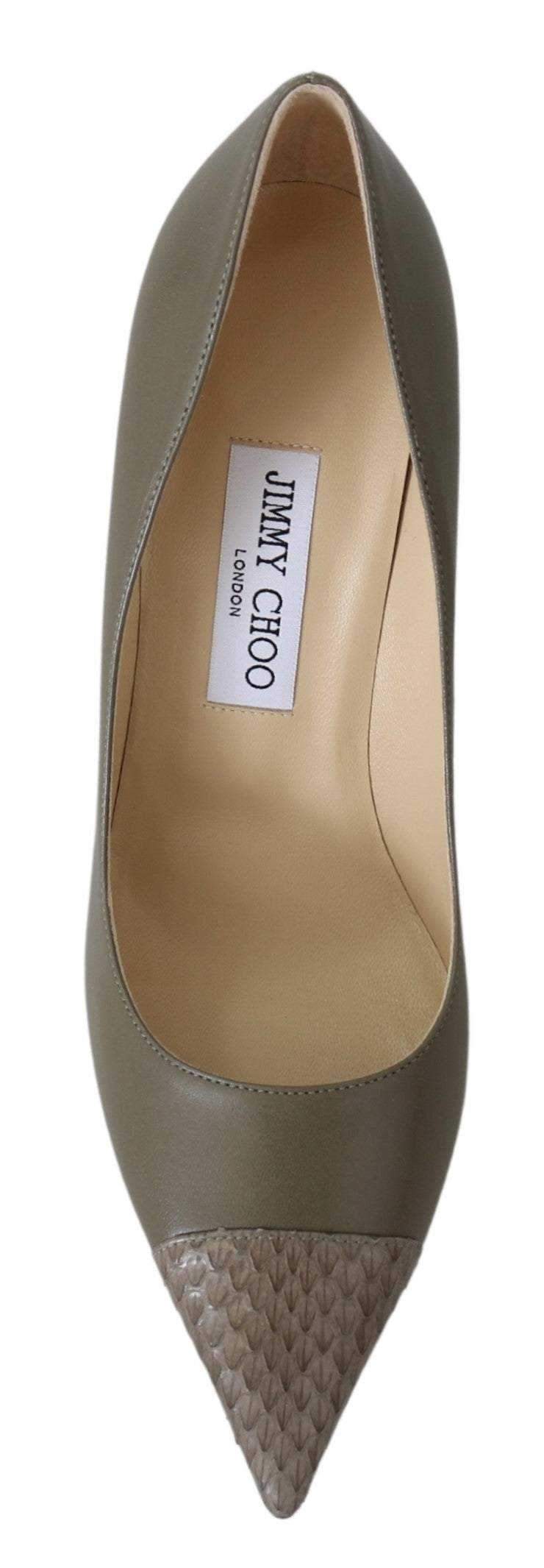 Jimmy Choo Pebble Green Leather Amika Pumps EU39/US9, EU40/US10, feed-1, Grey, Jimmy Choo, Pumps - Women - Shoes, Shoes - New Arrivals, Women - New Arrivals at SEYMAYKA