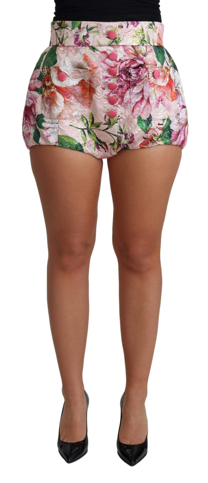 Dolce & Gabbana Pink Cotton Floral Print Hot Pants Short #women, Dolce & Gabbana, feed-agegroup-adult, feed-color-Pink, feed-gender-female, IT38|XS, IT40|S, IT42|M, IT44|L, Jeans & Pants - Women - Clothing, Pink, Women - New Arrivals at SEYMAYKA