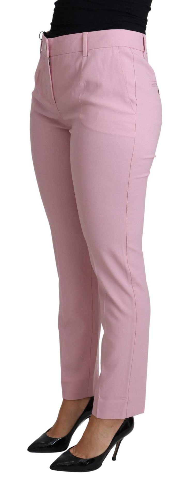 Dolce & Gabbana Pink Virgin Wool Stretch Tapered Trouser Pants #women, Dolce & Gabbana, feed-agegroup-adult, feed-color-Pink, feed-gender-female, IT36 | XS, IT40|S, Jeans & Pants - Women - Clothing, Pink, Women - New Arrivals at SEYMAYKA