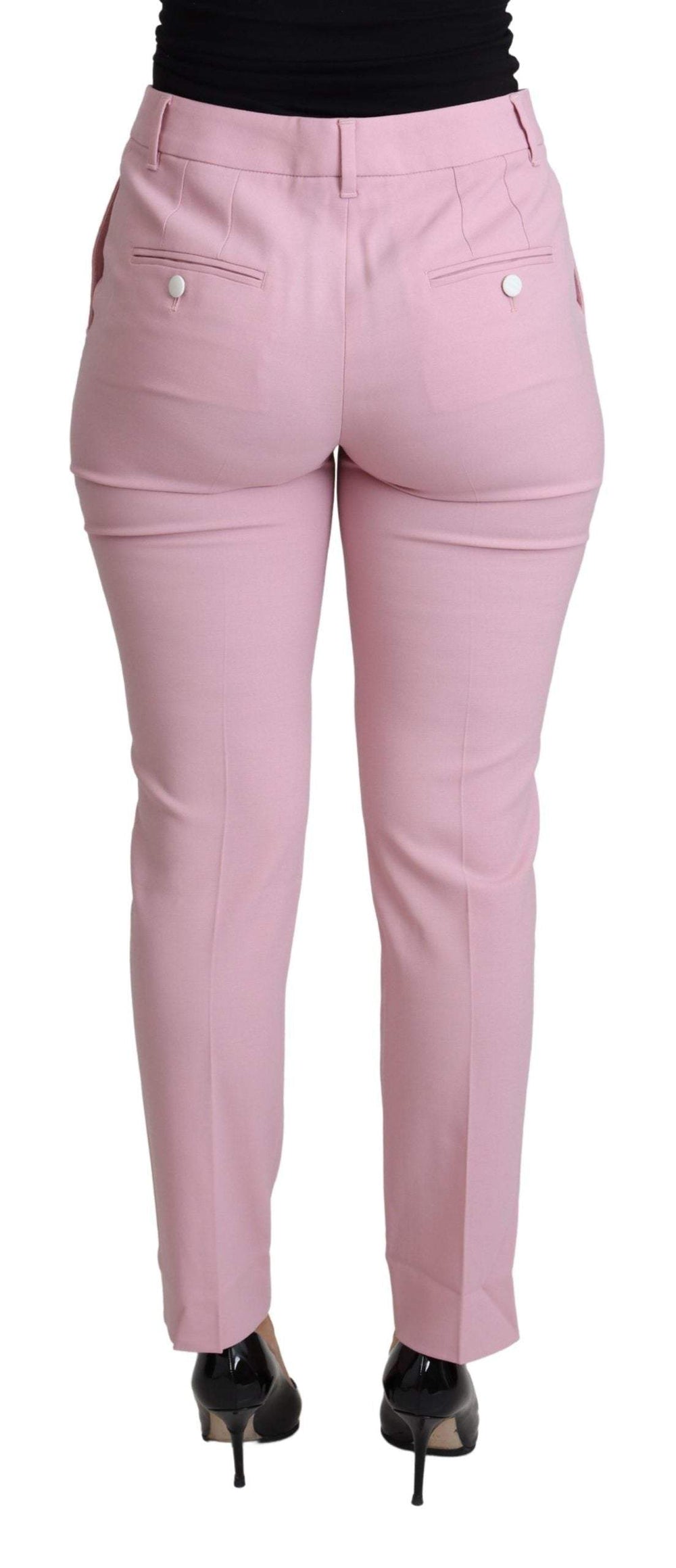 Dolce & Gabbana Pink Virgin Wool Stretch Tapered Trouser Pants #women, Dolce & Gabbana, feed-agegroup-adult, feed-color-Pink, feed-gender-female, IT36 | XS, IT40|S, Jeans & Pants - Women - Clothing, Pink, Women - New Arrivals at SEYMAYKA