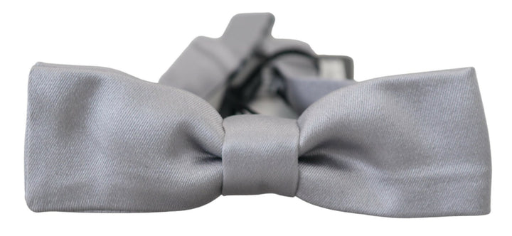 Dolce & Gabbana Gray Silk Adjustable Men Neck Papillon Bow Tie