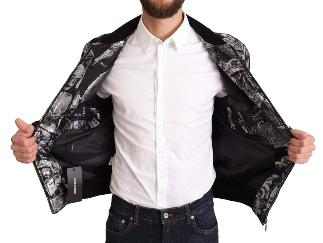 Dolce & Gabbana Black Silver Puppi Motive Bomber Jacket #men, Black, Dolce & Gabbana, feed-agegroup-adult, feed-color-Black, feed-gender-male, IT50 | L, Jackets - Men - Clothing at SEYMAYKA