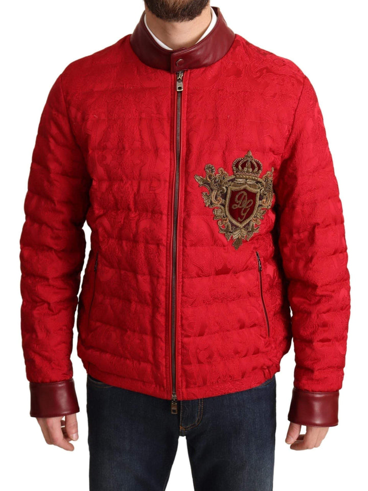 Dolce & Gabbana Red Brocade Bomber Gold Crown Logo Coat Jacket #men, Dolce & Gabbana, feed-agegroup-adult, feed-color-Red, feed-gender-male, IT48 | M, Jackets - Men - Clothing, Red at SEYMAYKA