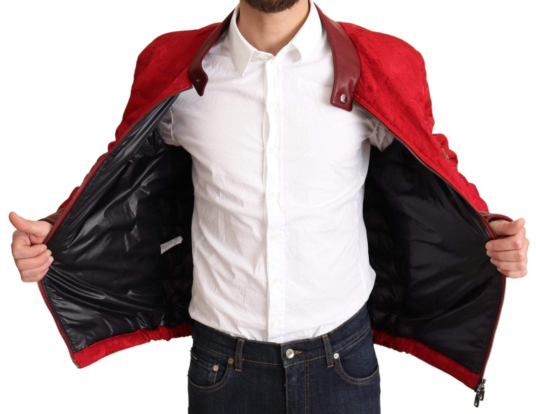 Dolce & Gabbana Red Brocade Bomber Gold Crown Logo Coat Jacket #men, Dolce & Gabbana, feed-agegroup-adult, feed-color-Red, feed-gender-male, IT48 | M, Jackets - Men - Clothing, Red at SEYMAYKA