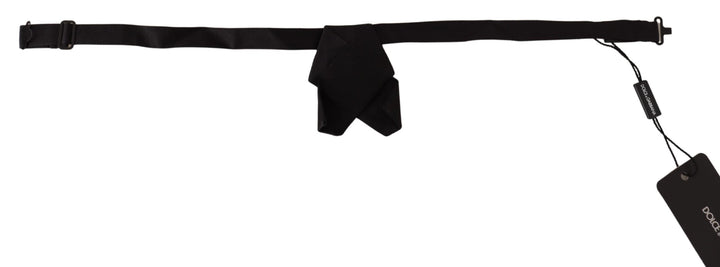 Dolce & Gabbana Black 100% Silk Adjustable Neck Papillon Bow Tie