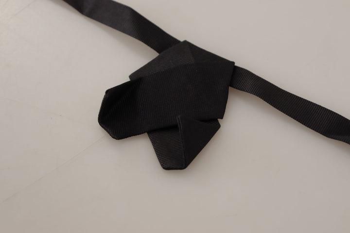 Dolce & Gabbana Black 100% Silk Adjustable Neck Papillon Bow Tie