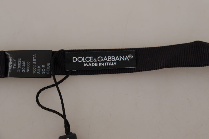 Dolce & Gabbana Black 100% Silk Adjustable Neck Papillon Bow Tie