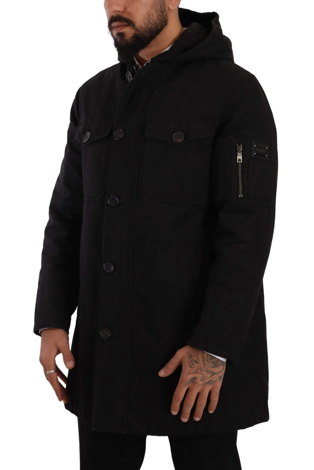 Dolce & Gabbana Black Denim Hooded Parka Coat Winter Jacket #men, Black, Dolce & Gabbana, feed-1, IT46 | S, Jackets - Men - Clothing at SEYMAYKA