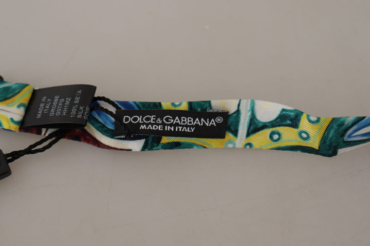 Dolce & Gabbana Multicolor Majolica Print Adjustable Papillon Bow Tie