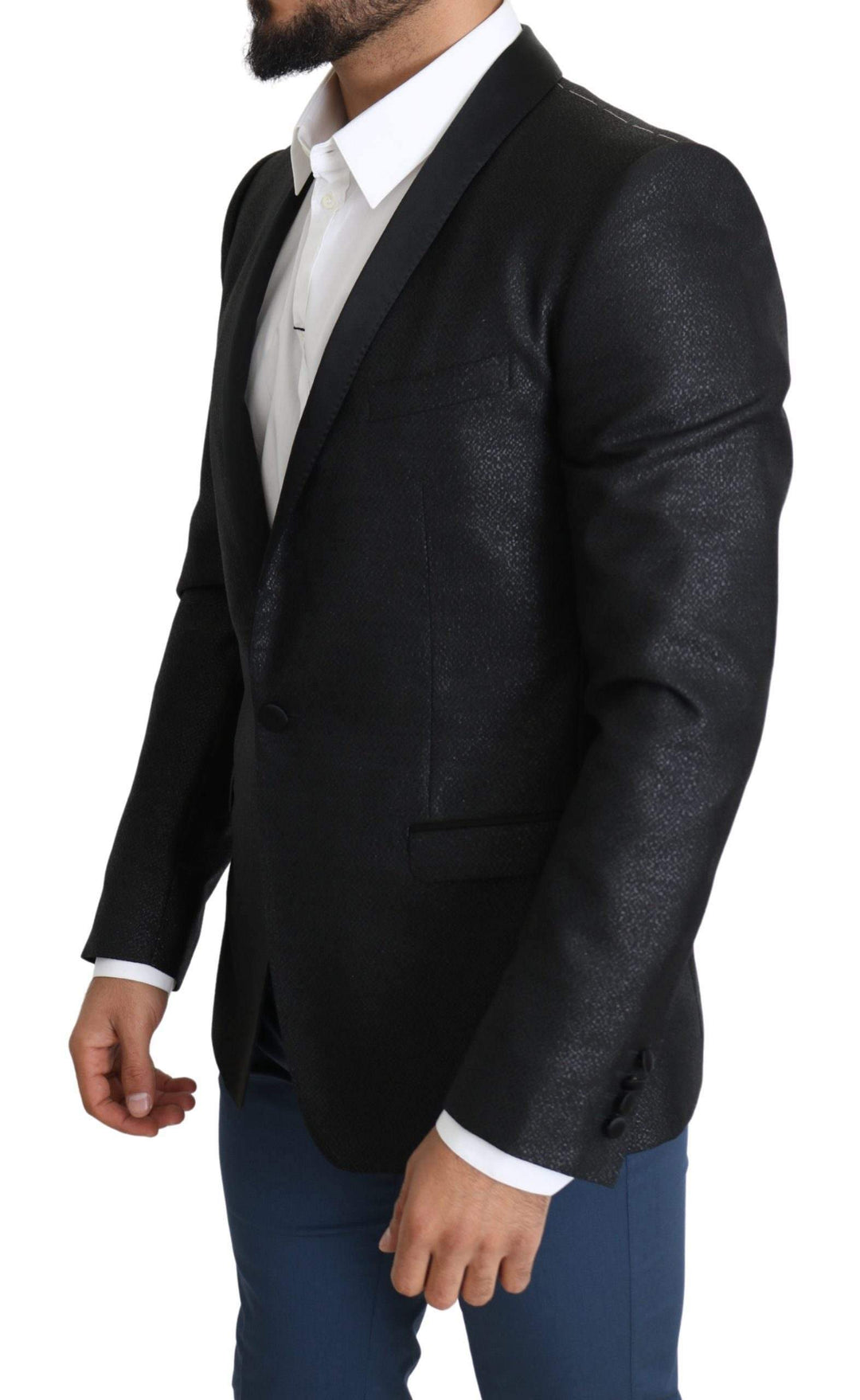 Dolce & Gabbana Black Jacquard Single Breasted GOLD Blazer #men, Black, Blazers - Men - Clothing, Brand_Dolce & Gabbana, Dolce & Gabbana, feed-agegroup-adult, feed-color-black, feed-gender-male, feed-size-IT50 | L, Gender_Men, IT50 | L, Men - New Arrivals at SEYMAYKA