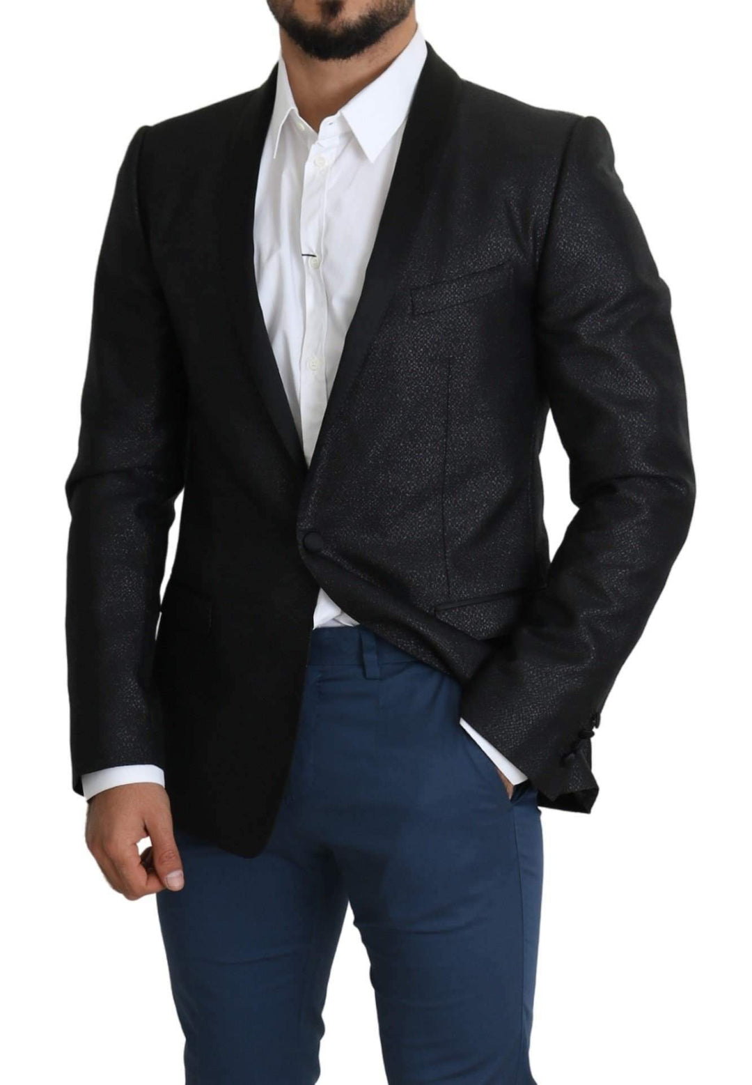 Dolce & Gabbana Black Jacquard Single Breasted GOLD Blazer #men, Black, Blazers - Men - Clothing, Brand_Dolce & Gabbana, Dolce & Gabbana, feed-agegroup-adult, feed-color-black, feed-gender-male, feed-size-IT50 | L, Gender_Men, IT50 | L, Men - New Arrivals at SEYMAYKA