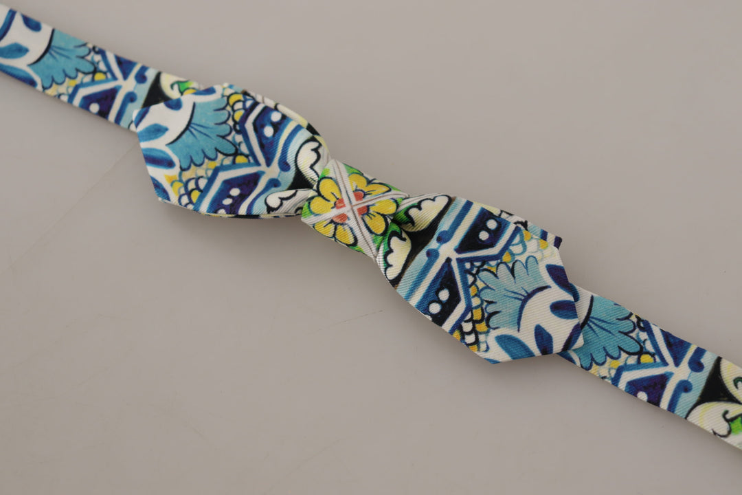 Dolce & Gabbana Multicolor Majolica Print Adjustable Papillon Bow Tie