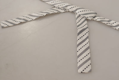 Dolce & Gabbana White Black Polka Dot 100% Silk Neck Papillon Bow Tie